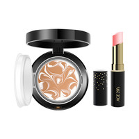 AGE 爱敬 遮瑕提亮肤色精华气垫 黑金套盒 白色拿铁21号 (粉底盒*1+替换装*2+粉色口红02*1)