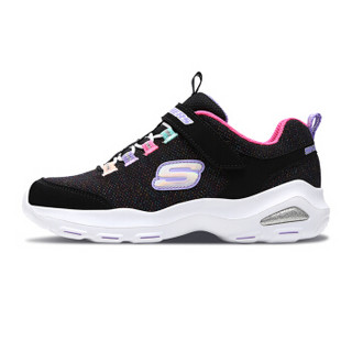 斯凯奇（Skechers）潮流运动 甜美舒适轻便女童休闲鞋 664088L 黑色/多彩色 33.5