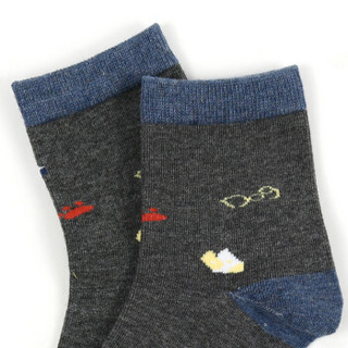 猫人男童棉袜中大童四季款袜子条纹学生卡通中筒袜5双装3-16岁 混色5双装（1032） S（1-3岁）