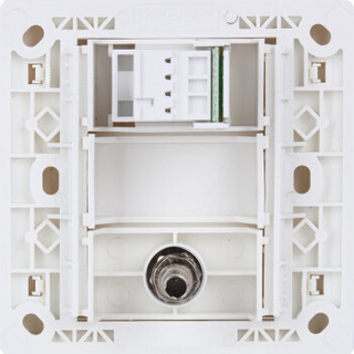 飞雕（FEIDIAO）开关插座面板 电视电话插座 二位墙壁电视电话插座面板 86型A3香槟金