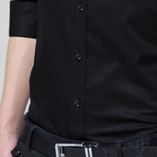 猫人（MiiOW）衬衫 男士商务休闲纯色加绒加厚保暖长袖衬衣A180-5618A黑色加绒2XL