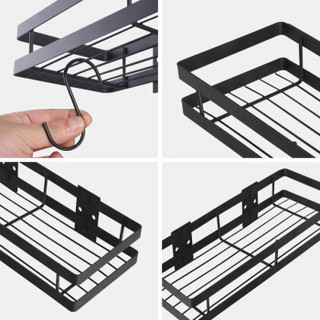 拜杰（Baijie）厨房置物架40cm免打孔挂杆壁挂式调料架收纳架墙上置物架调味架壁挂架黑色单层LY-191