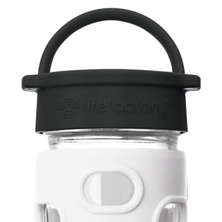 lifefactory 美国进口耐热玻璃水杯含硅胶杯套 运动水壶男女士茶杯车载杯子平盖350ml白色