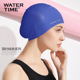 WATERTIME 泳帽硅胶男女儿童成人长发游泳帽防水舒适专业游泳帽子不勒头 湖水蓝