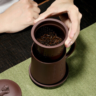 千寿堂 茶杯 紫砂杯四件内胆杯茶水分离杯主人杯过滤茶叶泡茶杯礼品杯功夫茶具 天行健