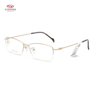 STEPPER思柏光学镜架远近视眼镜架 男女款钛材质商务休闲眼镜框半框 SI-74013-F010金色52mm