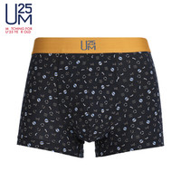 爱慕集团UM25内衣莫代尔字符印花中腰平角裤男士内裤UM23AM1黑色印花175/M