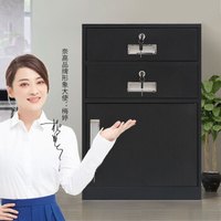 奈高NG矮柜档案资料办公家用文件柜带锁储物工具桌下活动抽屉床头铁皮柜黑色款3