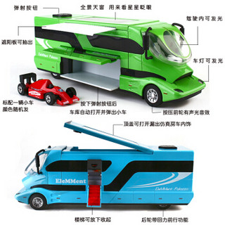 亚之杰玩具汽车模型仿真合金车金属模型房车声光电动蓝色送一辆赛车
