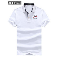 吉普(JEEP)短袖T恤男士多色舒适透气百搭翻领POLO衫2018夏季新品男装CHH61 白色 2XL