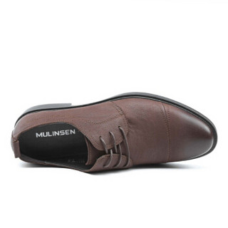 木林森（MULINSEN）韩版简约磨砂牛皮时尚男士休闲皮鞋 棕色 44码 SL87322
