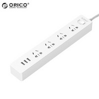 奥睿科（ORICO）XCS-4A3U 新国标3C认证 USB智能充电插座/插线板/接线板/排插/插排 总控开关 1.5m线长 白