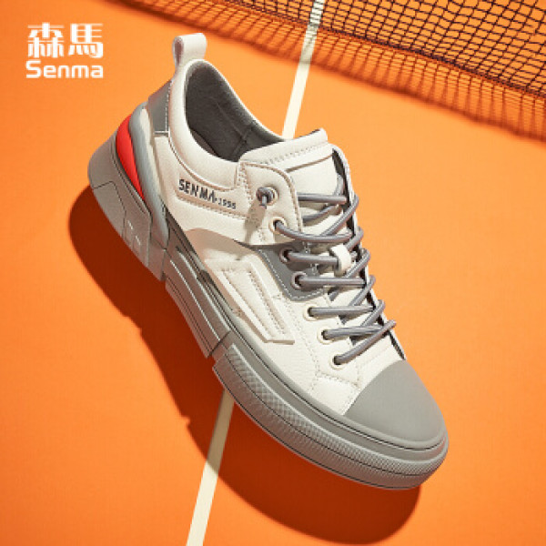 商品森马senma 板鞋男鞋韩版时尚舒适耐磨跑步系带轻质运动低帮休闲鞋