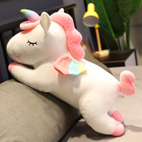 威尔通 网红独角兽公仔毛绒玩具软体床上长条大靠枕100cm玩偶布娃娃男孩女孩儿童情人节生日礼物女生 白色