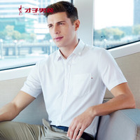 才子（TRIES）短袖衬衫男 植物纤维商务衬衫 微弹吸湿排汗 10192E2325 白色 39(170/88A)
