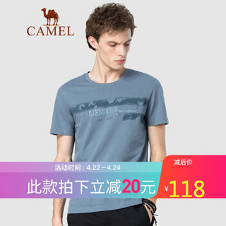 骆驼（CAMEL）男装 2020夏季短袖t恤男宽松半袖上衣青年潮流体恤 XAB265046 灰蓝L