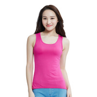 宜而爽(YOUR SUN)u型吊带背心女 打底外穿修身弹性纯色共字小背心 打底无袖衫女多色 2662211玫红 M-XL均码