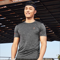 QIAODAN 乔丹 男装T恤透气健身运动装跑步上衣圆领短袖 XHS2381377 藏灰蓝 M
