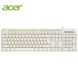 宏碁(acer)防泼溅有线办公键盘 K-212有线超薄防水 台式机一体机电脑笔记本键盘 白色键盘