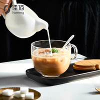 佳佰 早餐杯带盖带勺可爱大肚杯牛奶燕麦片杯大容量加厚耐热透明钢化玻璃碗