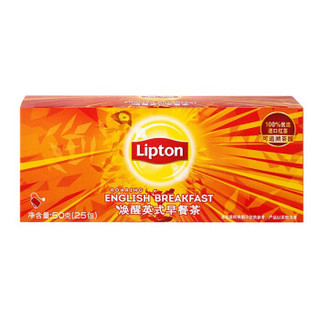 立顿Lipton 唤醒英式早餐茶 红茶 袋泡茶茶包 2g*25包 50g盒装 S25