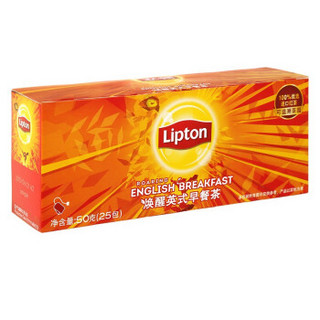 立顿Lipton 唤醒英式早餐茶 红茶 袋泡茶茶包 2g*25包 50g盒装 S25