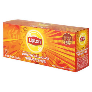 立顿Lipton 唤醒英式早餐茶 红茶 袋泡茶茶包 2g*25包 50g盒装 S25