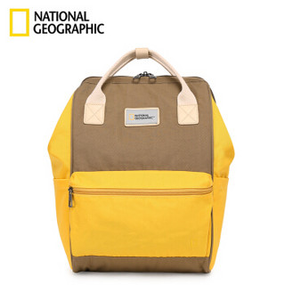 国家地理National Geographic双肩包男大容量情侣背包ins超火学生书包女时尚旅行包  黄色拼卡其
