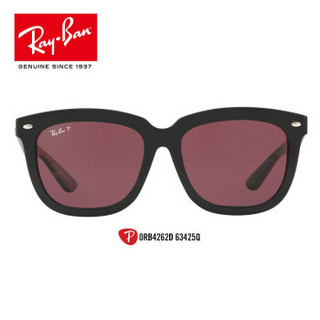 RayBan雷朋太阳镜男女款方形偏光开车司机镜墨镜0RB4262D可定制 63425Q黑色框偏光紫色镜片 尺寸57