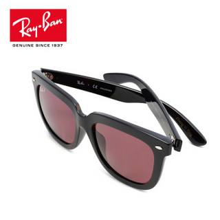 RayBan雷朋太阳镜男女款方形偏光开车司机镜墨镜0RB4262D可定制 63425Q黑色框偏光紫色镜片 尺寸57