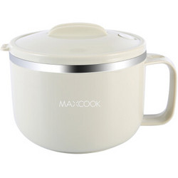MAXCOOK 美厨 304不锈钢泡面碗 学生饭盒餐杯泡面杯1200ML 带盖 灰色MCWA108