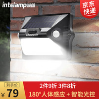 颖朗 太阳能灯庭院灯路灯家用户外人体感应灯LED超亮防水投光灯新农村照明大功率壁灯花园灯 【一体标准版】 智能光控+白光&彩光