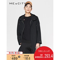 MECITY男新款黑色羊毛连帽中长款风衣外套 530366 正黑 165/88A