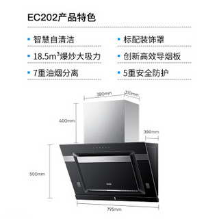 海尔（Haier）智慧自清洗 抽油烟机 侧吸式 家用 一级能效 吸油烟机 CXW-200-EC202