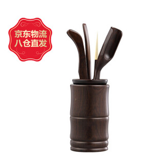 KAMJOVE 金灶 KP-8黑檀木茶道六君子茶夹杯夹茶则 功夫茶具配件套装竹筒型茶道摆件