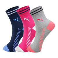 PUMA/彪马袜子女士休闲中筒运动棉袜3双装W-3945-3 混色 均码