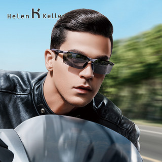 海伦凯勒2019年新款半框太阳镜男士骑行驾驶镜运动眼镜偏光墨镜飞行家系列树脂镜片太阳镜H8872