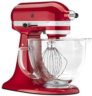 KitchenAid KSM155GBCA 5夸脱（2.37 升）Artisan Design系列搅拌机 配玻璃碗 - 糖果苹果红