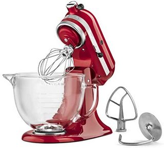 KitchenAid KSM155GBCA 5夸脱（2.37 升）Artisan Design系列搅拌机 配玻璃碗 - 糖果苹果红