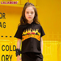 LALABOBO童装 夏季新款中大童火焰字母薄款卫衣潮|L02B-KNTS15 *3件