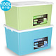 清野の木 艺术家系列 80L两个装特大号 塑料收纳箱整理箱环保加厚储物箱 蓝色+绿色 *2件
