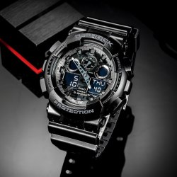 casio卡西欧gshock系列李现同款全黑多功能运动双显三眼计时手表男ga