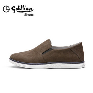 金利来（goldlion）男鞋透气舒适休闲鞋户外运动皮鞋 920811026FQB 卡其色 43