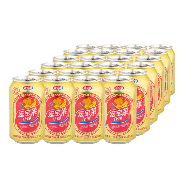 商品宏宝莱 什锦果汁汽水 330ml*24听