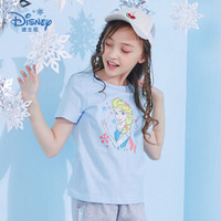 迪士尼 女童冰雪奇缘爱莎短袖T恤 