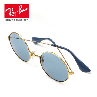 RayBan 雷朋太阳镜女款骄娇款圆形镜框优雅前卫0RB3592可定制 001/F7 金色镜框浅蓝色镜片 【定制单拍不发，镜片需另拍】尺寸55