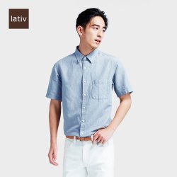 lativ诚衣 40458 男款棉麻短袖衬衫