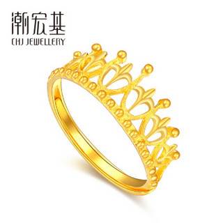 潮宏基 CHJ JEWELLERY 花冠 足金黄金戒指女款 计价 SRG30001121 约2.3g