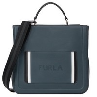 FURLA 芙拉 Reale系列女士皮质搭扣单肩邮差包985430 灰绿色大包