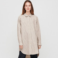 UNIQLO 优衣库 女士翻领麻棉混纺衬衫428466 浅米色 S
